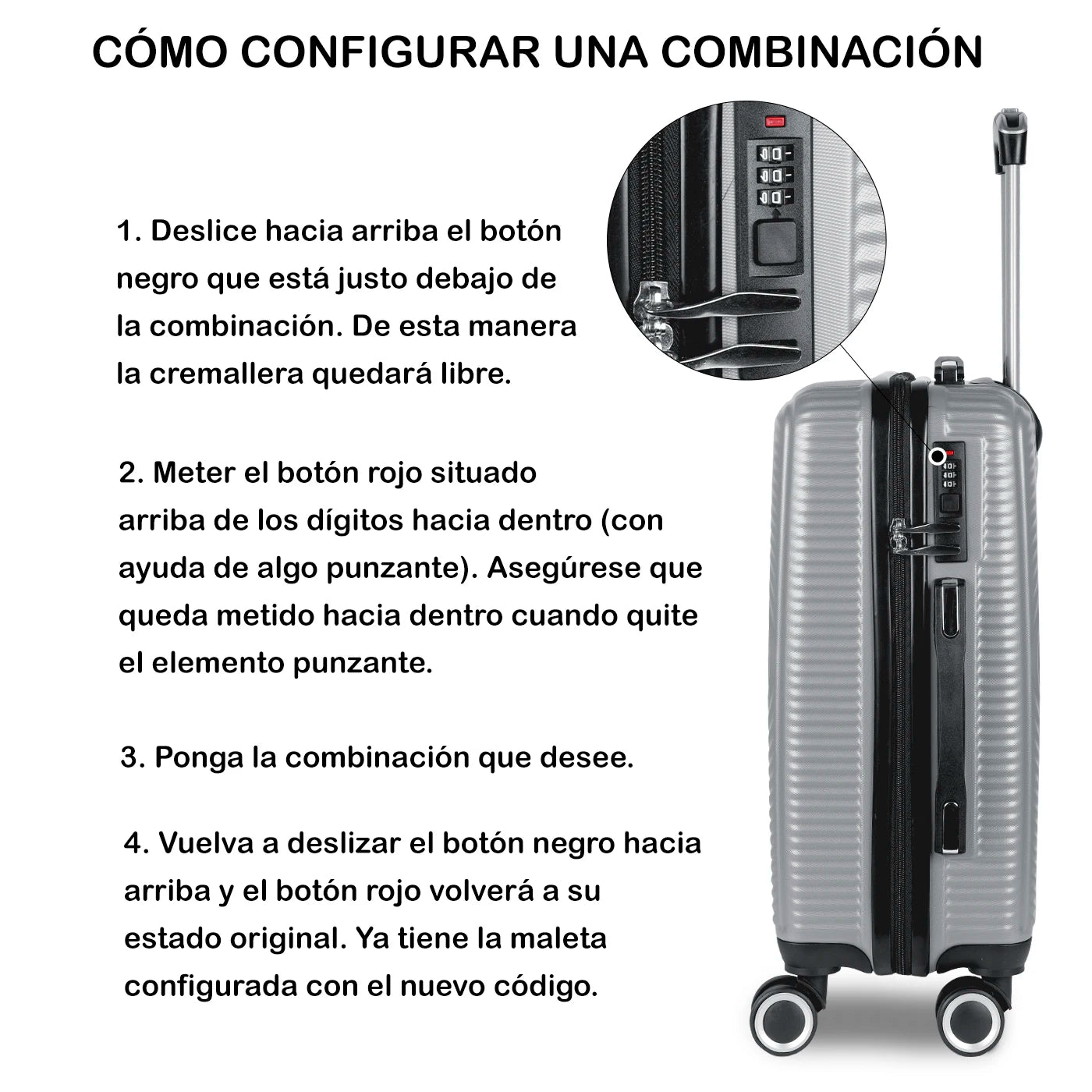 Cabin Travel Suitcase, Medium, Large 100% ABS, 4-wheel swivel 360 ° durable and durable with safety lock. Pay per unit