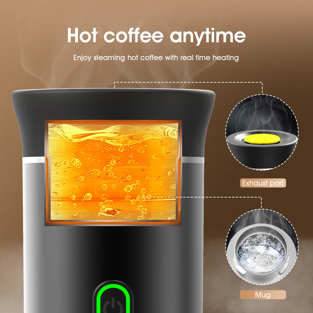 Wireless Electric Portable Espresso Coffee Machine for Car &amp; Home Camping Coffee Maker 3-in-1 Capsule Powder Travel Coffee Maker