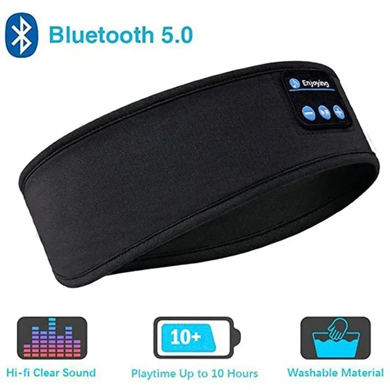 Bluetooth5.0 Sleeping Earphones HiFi Stereo Sports Headband Elastic Wireless Headphones Music Eye Mask Bluetooth Headset 2024